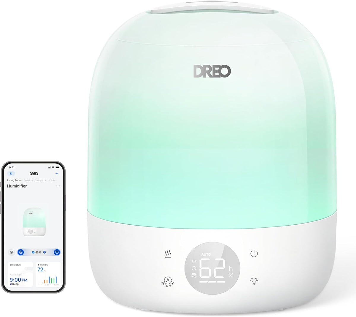 DREO Smart Humidifiers for Bedroom Baby, 30H & 28dB for Nursery