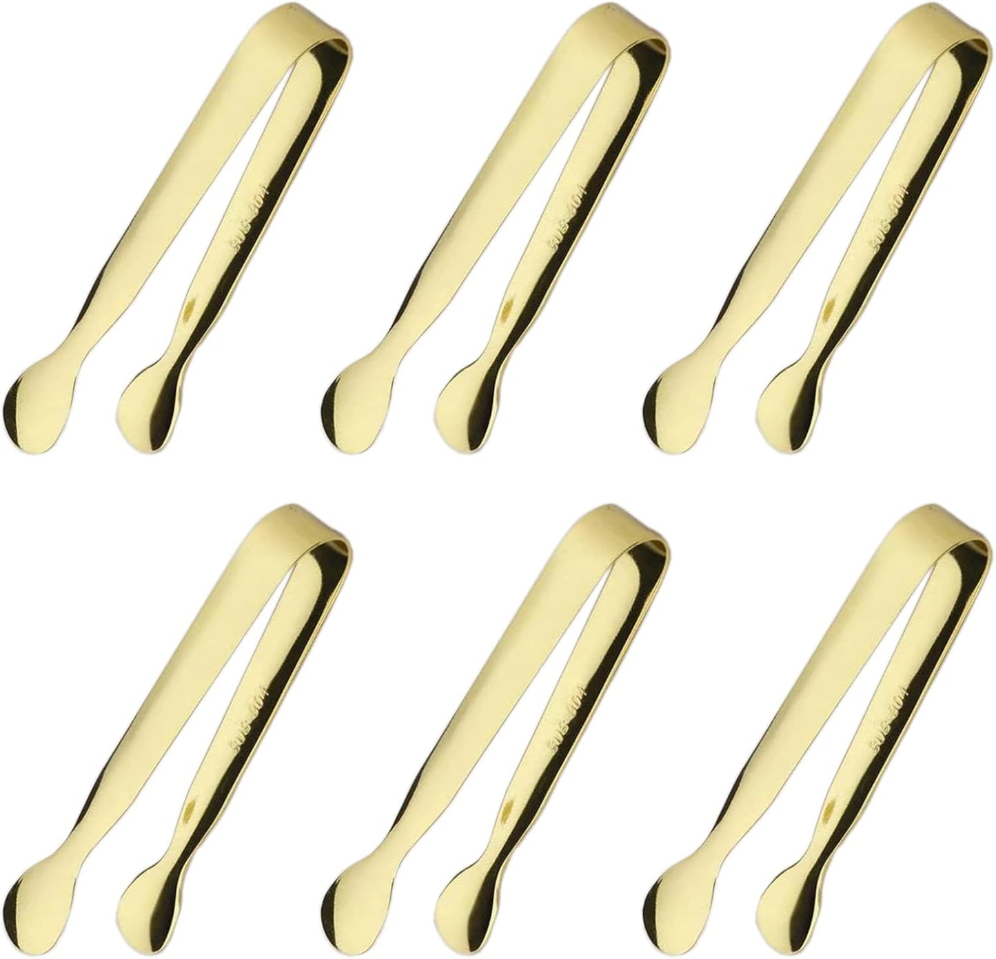 6PCS Ice Tongs Mini Sugar Tongs 4.25Inch Stainless Steel Kitchen Utensils Set,Small Serving Tong and Tiny Kitchen Tong for Appetizers,Tea Party, Coffee Bar, Desserts by Sunenlyst (Silver)