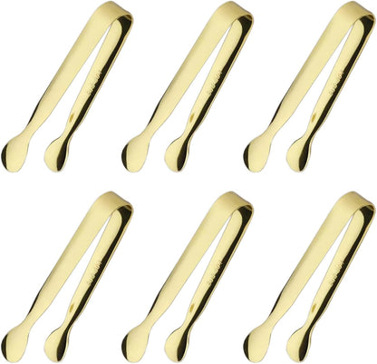6PCS Ice Tongs Mini Sugar Tongs 4.25Inch Stainless Steel Kitchen Utensils Set,Small Serving Tong and Tiny Kitchen Tong for Appetizers,Tea Party, Coffee Bar, Desserts by Sunenlyst (Silver)