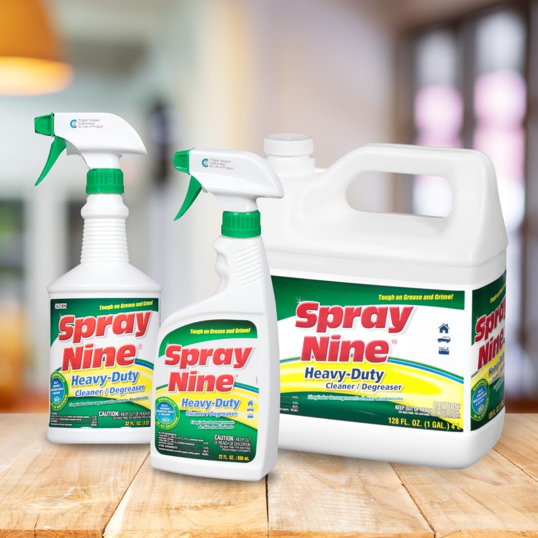 Spray Nine 26832 Heavy Duty Cleaner, Degreaser & Disinfectant for Kitchens, Bathrooms, Yard Equipment, Automotive & Industrial 32 Fl Oz. (Pack of 1)