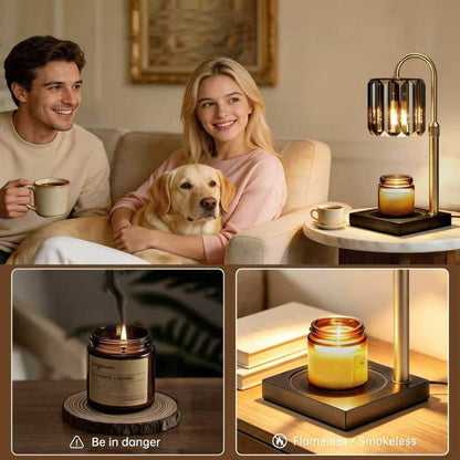 Yuichoy Candle Warmer Lamp with Timer, Dimmable Electric Candle Wamer Adjustable Height, Glass Modern Candles Melter Lamp, Gifts for Women Mom, Clear
