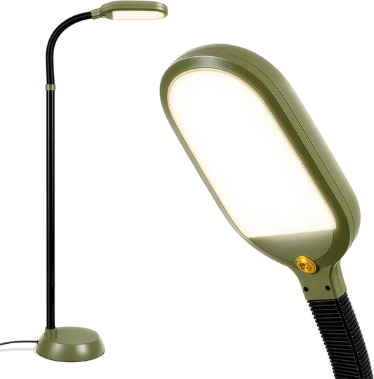 Brightech Litespan - Bright LED Floor Reading Lamp for Over Chair Crafts and Reading, Estheticians' Light for Lash Extensions, Adjustable Standing Lamp for Living Room, Bedroom, Office - Havana Brown