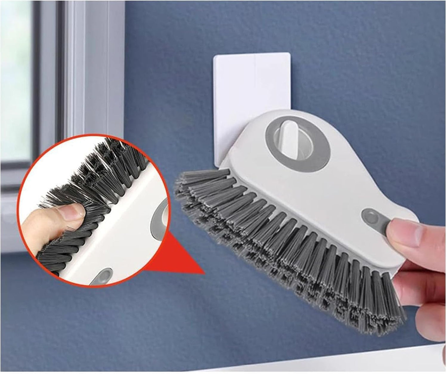 2 in 1 Groove Cleaning Brush, Window Track Cleaning Tools (Orange, 1pcs) | Multifunctional Hard Bristle Window Track Cleaner with Hidden Scraper