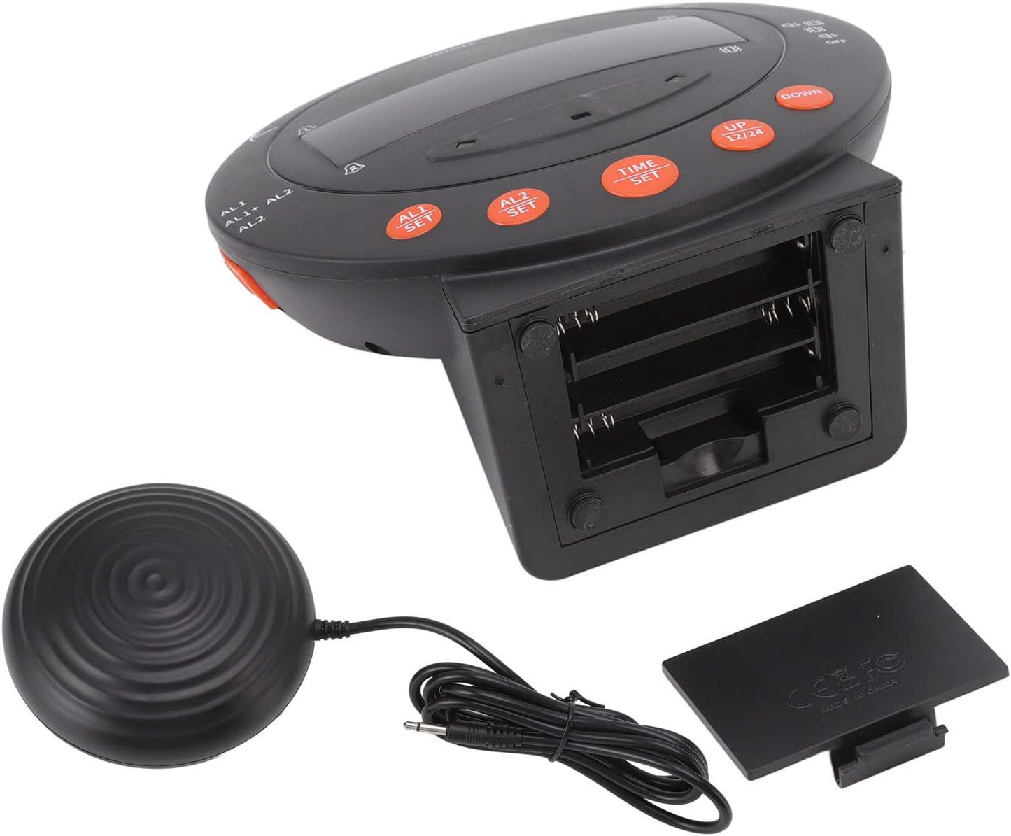 Extra Loud Vibrating Alarm Clock with Bed Shaker, 110 Decibels Red Flashing Light Clock for Heavy Sleepers and Hearing Impaired