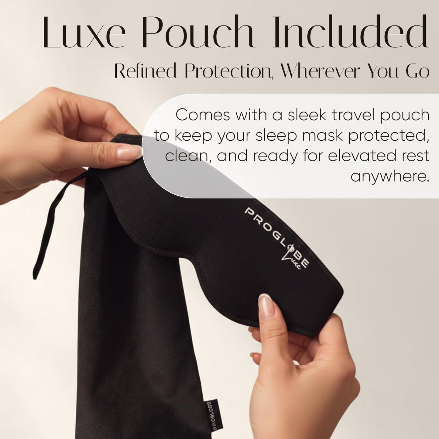Proglobe Luxe Luxury Sleep Mask for Back & Side Sleepers, 100% Light Blocking 3D Eye Mask with Zero Pressure Eye Cups, Lash-Friendly, Soft Breathable Night Mask for Travel & Naps, Black