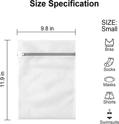 10 Pack Mesh Laundry Bags for Delicates with Non Rust Zipper- MDSXO White Laundry Bags Mesh Wash Bags, Easy Fit Bra, Sock,Lingerie,Sneaker,Baby Laundry for Washing Machine Travel Storage[1XL/3L/3M/3S]