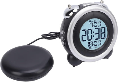 Dioche Vibrating Alarm Clock with Bed Shaker Adjustable Volume Strong Vibration Wake Up Heavy Sleepers LED Display ABS Battery Powered