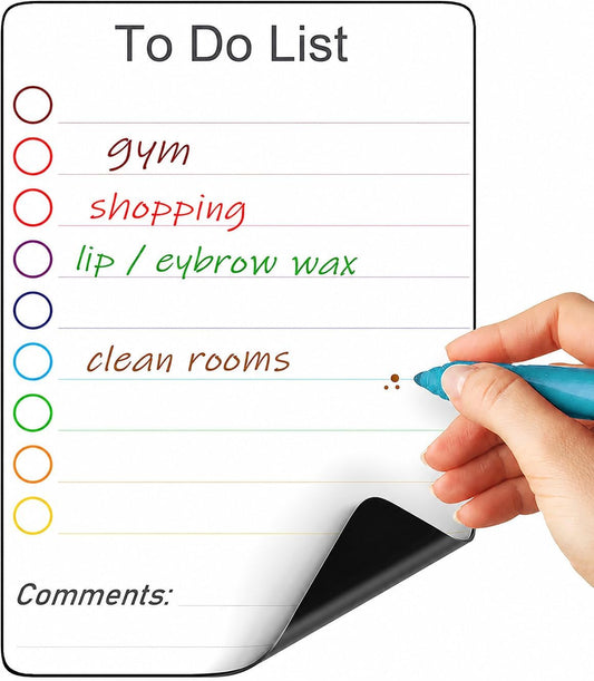 Small Magnetic Whiteboard for Fridge 5x7 in - Dry Erase Board for Refrigerator - Small Magnet List for Frig - Magnetics White Board Sheet - Fridge List Magnet - Mini Magnetic Grocery Shoping