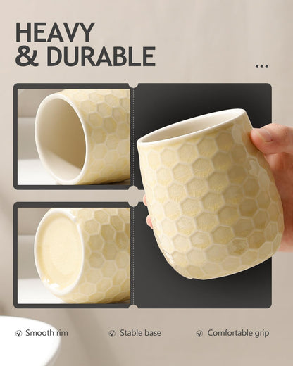Toothbrush Holder, Tooth Brush Holder for Bathroom - Ceramic Toothbrush Cup White Toothbrush Holders Countertop, Makeup Brush Holder Pen Holder, 3.62" x 3.62" x 3.93", ANTIS'S HOME