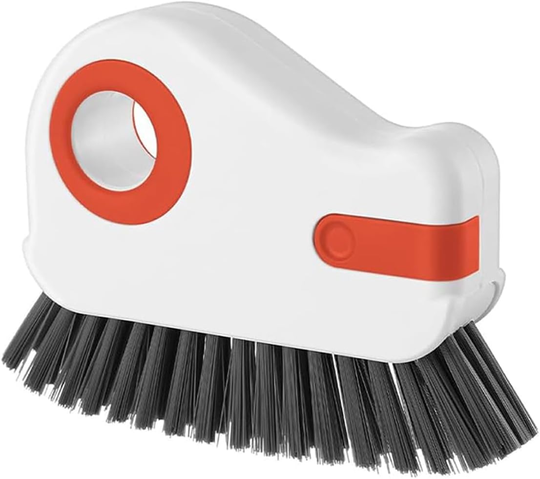 2 in 1 Window Track Cleaning Brush Tools (Grey) | Hard Bristle Crevice Cleaning Brush with Hidden Scraper, Groove Cleaning Brush for Sliding Door Track, Window Sill