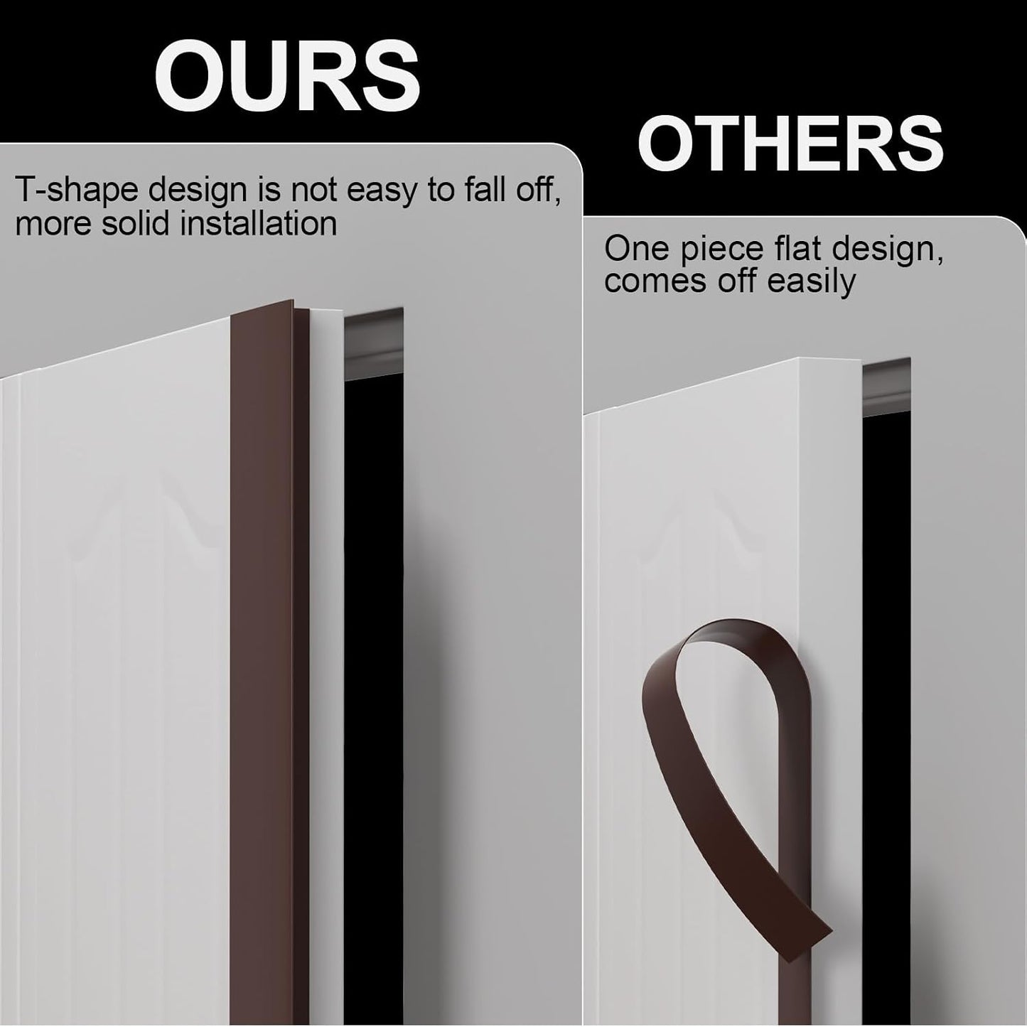 Elvone T-Shaped Weather Stripping Seal, Clear Silicone, 1.97 in x 20 ft | Flexible door seal strip covers door, window, and bathroom gaps; peel-and-stick design helps reduce drafts
