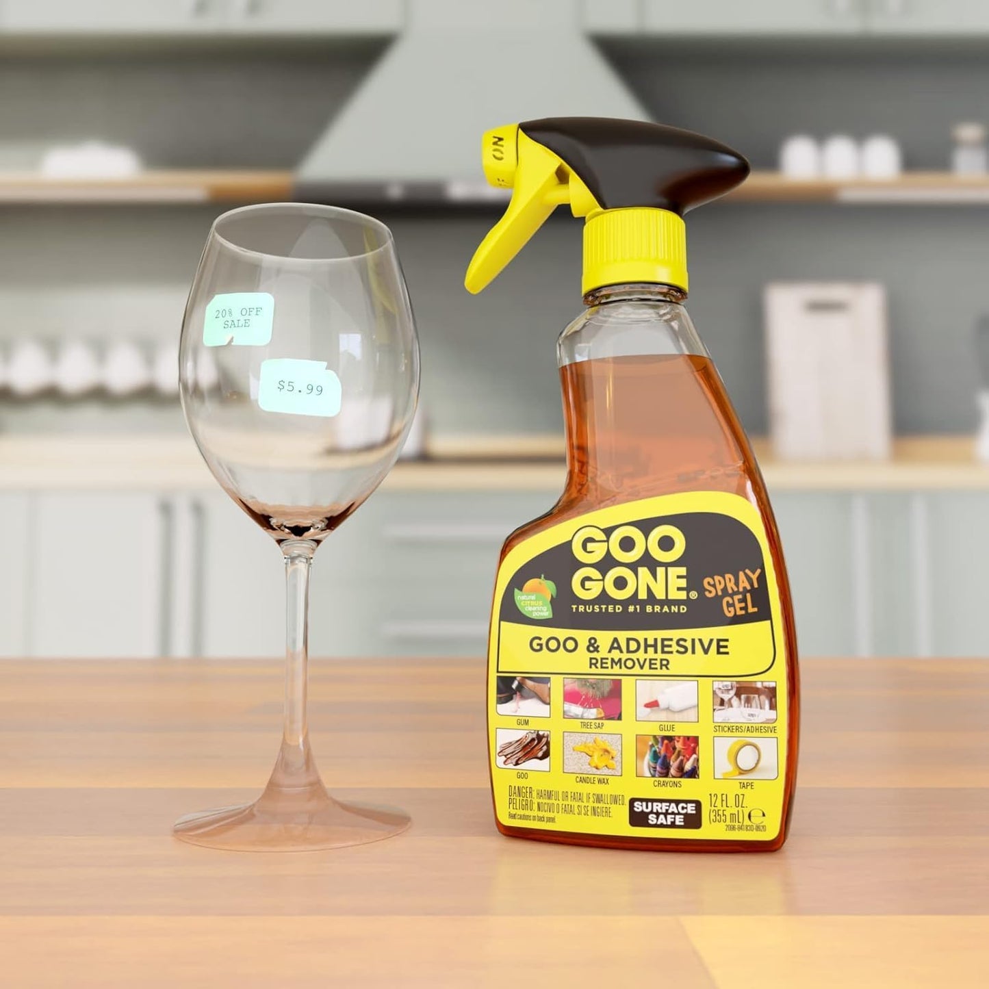 Goo Gone Adhesive Remover Spray Gel 12 Oz with Scraper, Surface Safe | Citrus Cleaning Power for Hard Surfaces, Carpet & Fabric, Removes Glue, Stickers, Tape Residue, Grease, Gum & Wax, Drip Free