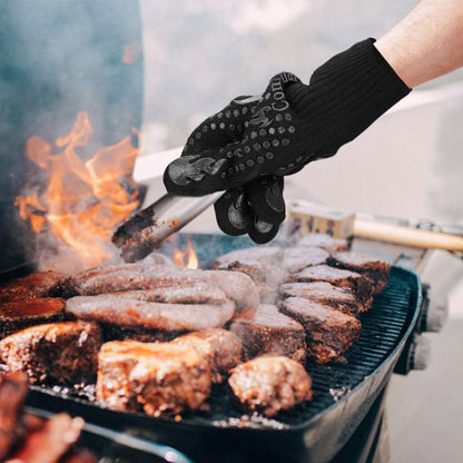 Comsmart BBQ Gloves, 1472 Degree F Heat Resistant Grilling Gloves Silicone Non-Slip Oven Gloves Long Kitchen Gloves for Barbecue, Cooking, Baking, Cutting