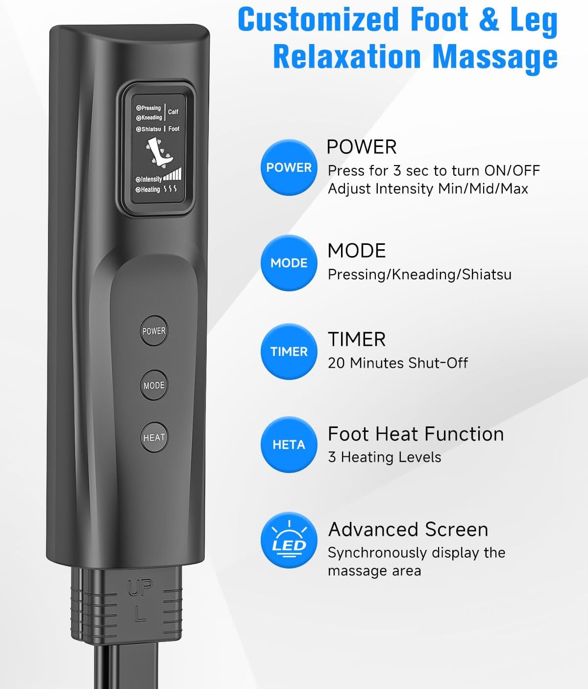 Leg Compression Boots: Foot Compression Massager with 3 Heating 3 Modes 3 Intensities, Leg Massager Relaxation System for Muscle - FSA Eligible Gift for Mom, Dad (Black, Medium)