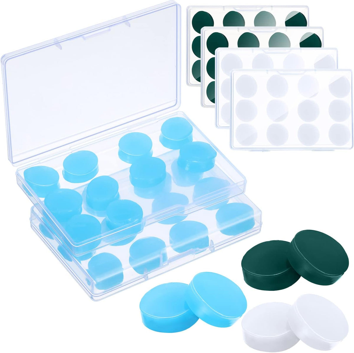 Frienda 36 Pair Silicone Ear Plugs for Sleeping, White, Blue, Green