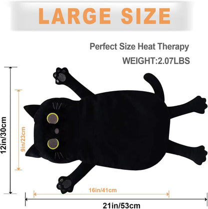 Microwave Heating Pad for Pain Relief, 17" x 9" Microwavable Heating Pads for Cramps, Back Pain, Neck Shoulder, Muscles, Knee, Joints, Natural Heat Pack Moist Heat, Black Cat