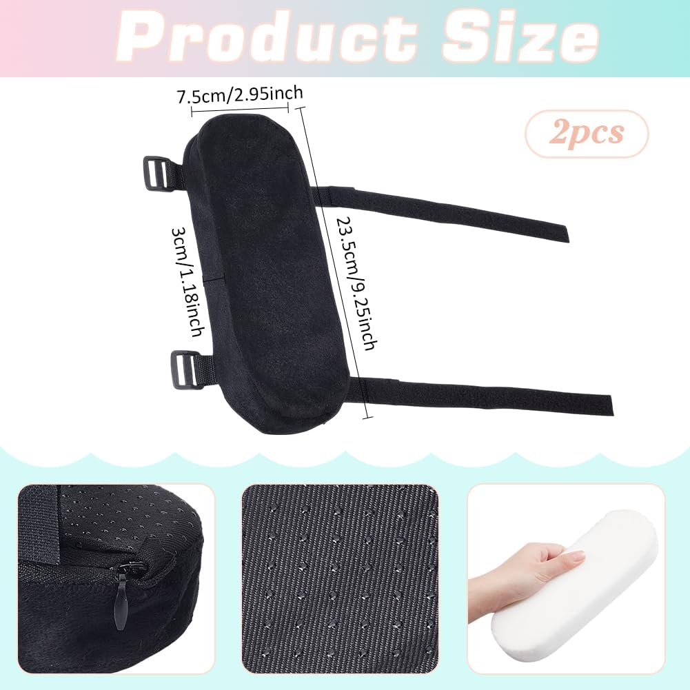 NBEADS 2Pcs Comfortable Arm Rest Cover, Removable Office Chair Armrest Pads Polyester Car Armrest Cushion Polyester Arm Rest for Desk Chair and Gaming Chair Armrest Pads, 9.3x3x1.2inch