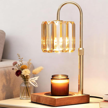 Yuichoy Candle Warmer Lamp with Timer, Dimmable Electric Candle Wamer Adjustable Height, Glass Modern Candles Melter Lamp, Gifts for Women Mom, Clear
