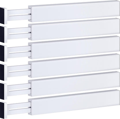 6-Pack Drawer Dividers 2.6-Inch High Dresser Drawer Organizer 16 to 22 Inch | Bamboo, Spring Loaded, No Tools Needed, Fits Wide Drawers for Socks, Clothes, Utensils, Bedroom, Bathroom, Kitchen, Office