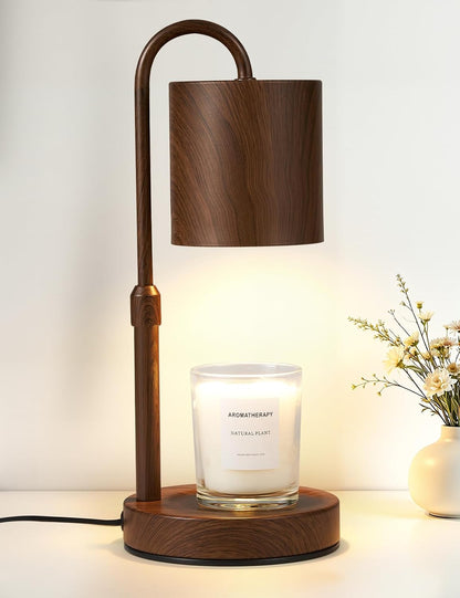 Briever Dimmable Candle Warmer Lamp with Timer, Height Adjustable Electric Candle Wax Warmer, Christmas Birthday Gifts for Women Mom, House Warming Gifts New Home Room Decor, Black Solid Wood Base