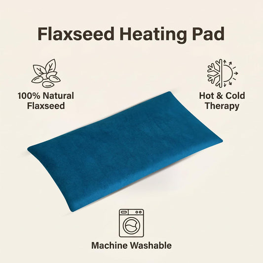 Microwavable Heating Pad with Washable Cover, Flaxseed Microwave Hot Pack, Moist Heat Compress Pillow for Hot & Cold Therapy, Non-Electric & Portable for Neck Shoulder Back Pain Relief