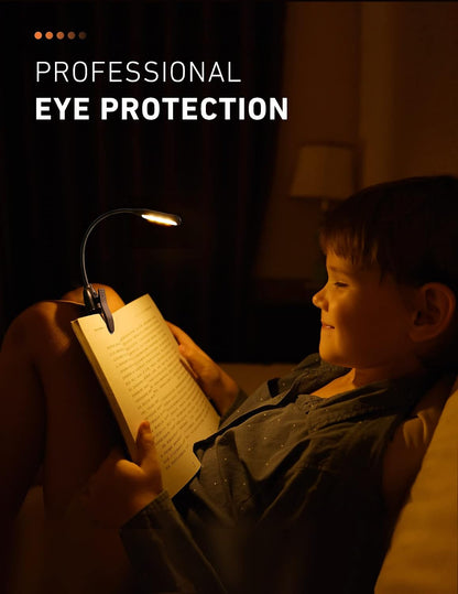 Monotremp Rechargeable Book Lights for Reading at Night, Clip-On 3 Colors | Eye-caring ultralight clip-on, stepless dimming, no flicker, amber mode, 80H runtime, 1.3oz, memory, gift for book lovers.