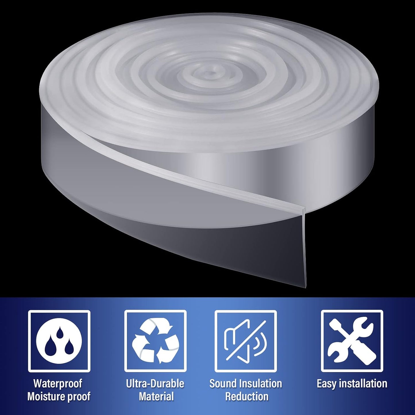 Treela 108-Inch 1" T-Slot Shower Door Seal Strip | Flexible silicone blocks leaks/splashes and replace old, cracked, loose, or missing door sweeps