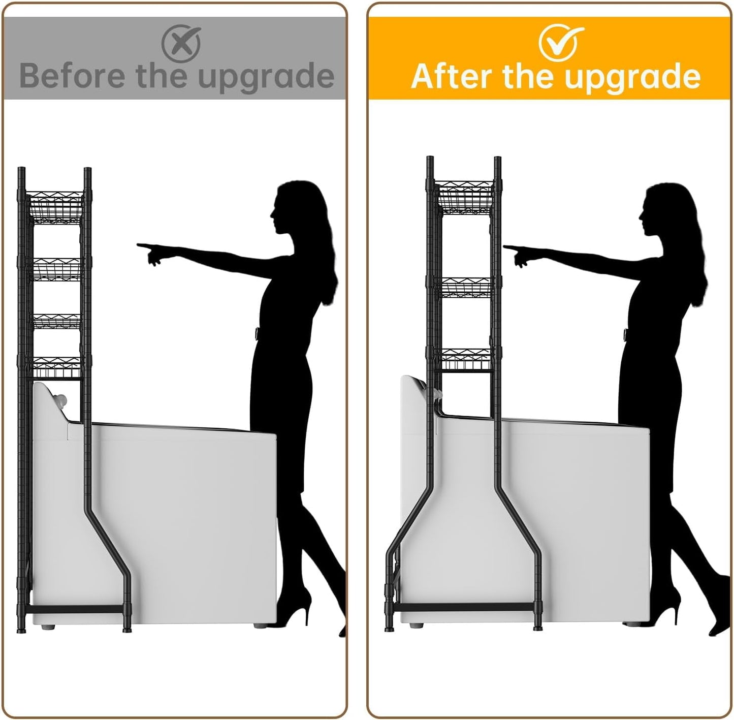 Golpart Laundry Organizer Shelves Over the Washer and Dryer Storage Shelf | Heavy Duty Laundry Room Organization Clothes Drying Rack Adjustable Height Wire Shelving and Wire Basket with Hanger Rod