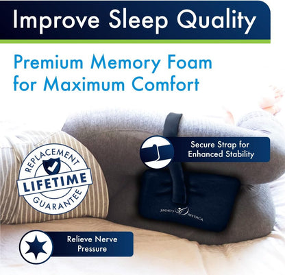 Sports Medica Doctor Developed Knee Pillow for Side Sleepers - Washable Cover Memory Foam Leg Pillow for Side Sleeping - Between Knee Hip Cushion