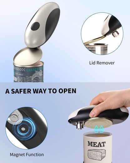 CIRCLE JOY Electric Can Opener, One-Touch Automatic Can Opening with Smooth Edges, Food Safety Handheld Battery-Operated Can Opener for Kitchen and Seniors, Blue