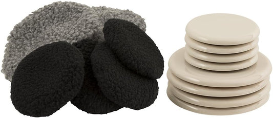 Super Sliders 3 1/2" and 5" Reusable 2-in-1 Furniture Carpet Sliders with Hardwood Socks, Beige (8 Pack)