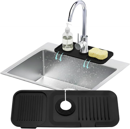 14.6” Silicone Faucet Mat For Kitchen Sink, Kitchen Sink Splash Guard Behind Faucet, Kitchen Faucet Mat For Kitchen Sink, Kitchen Sink Faucet Mat Splash Guard and Sink Water Splash Guard (Gray)