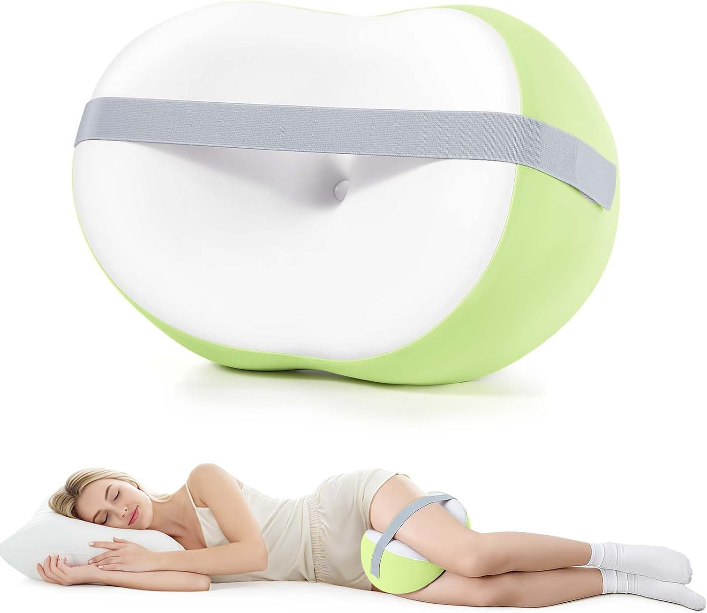 Knee Pillow for Side Sleepers, Leg Pillow with Adjustable Hook & Loop Strap & Removable Washable Cover for Spine Alignment, Sciatica, Hip & Back Pain Relief