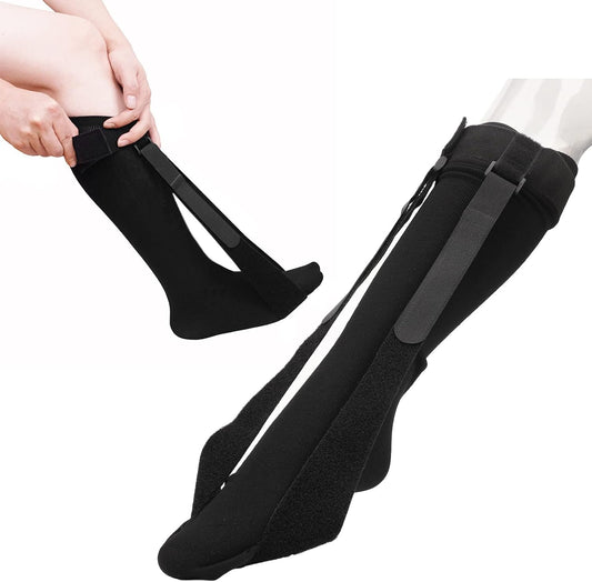 Brrnoo Plantar Fasciitis Night Splint Sock Stretch Sock, Adjustable Straps Night Splint Relief,Calf Stretcher Sleep, Foot Brace for Plantar Fasciitis Achilles Tendinitis Foot Drop (S)