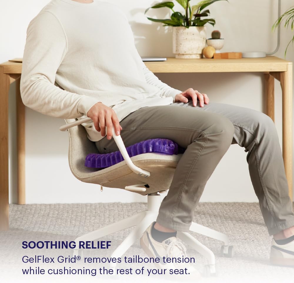 Purple Back Cushion, Lumbar Support Pillow for Office Chair, Car Seat