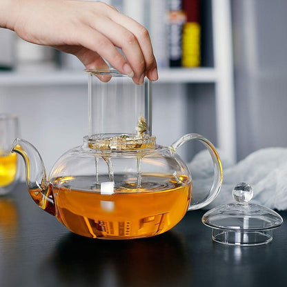 CnGlass Replacement Glass Tea Infuser with Lid for 20.3oz Teapot,Borosilicate Glass-Odor and Stain Free