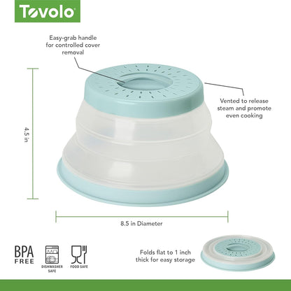 Tovolo Microwave Splatter Cover for Food, Large (Charcoal) - Collapsible & Vented Silicone Splatter Guard Lid - Microwave Plate & Dish Cover with Handle - BPA-Free Kitchen Gadget for Meal Prep