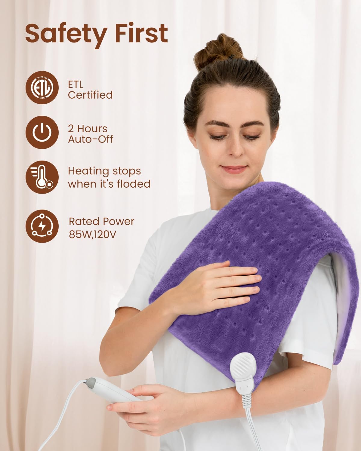 RENPHO Electric Heating Pad for Back with 10 Heat Levels, FSA Eligible HSA | Fit for Neck, Shoulder, Knee, Arm & Leg, Birthday Gift for Women, Men, Mom & Dad, HSA Approved, ETL Certified, 12 x 24", Gray