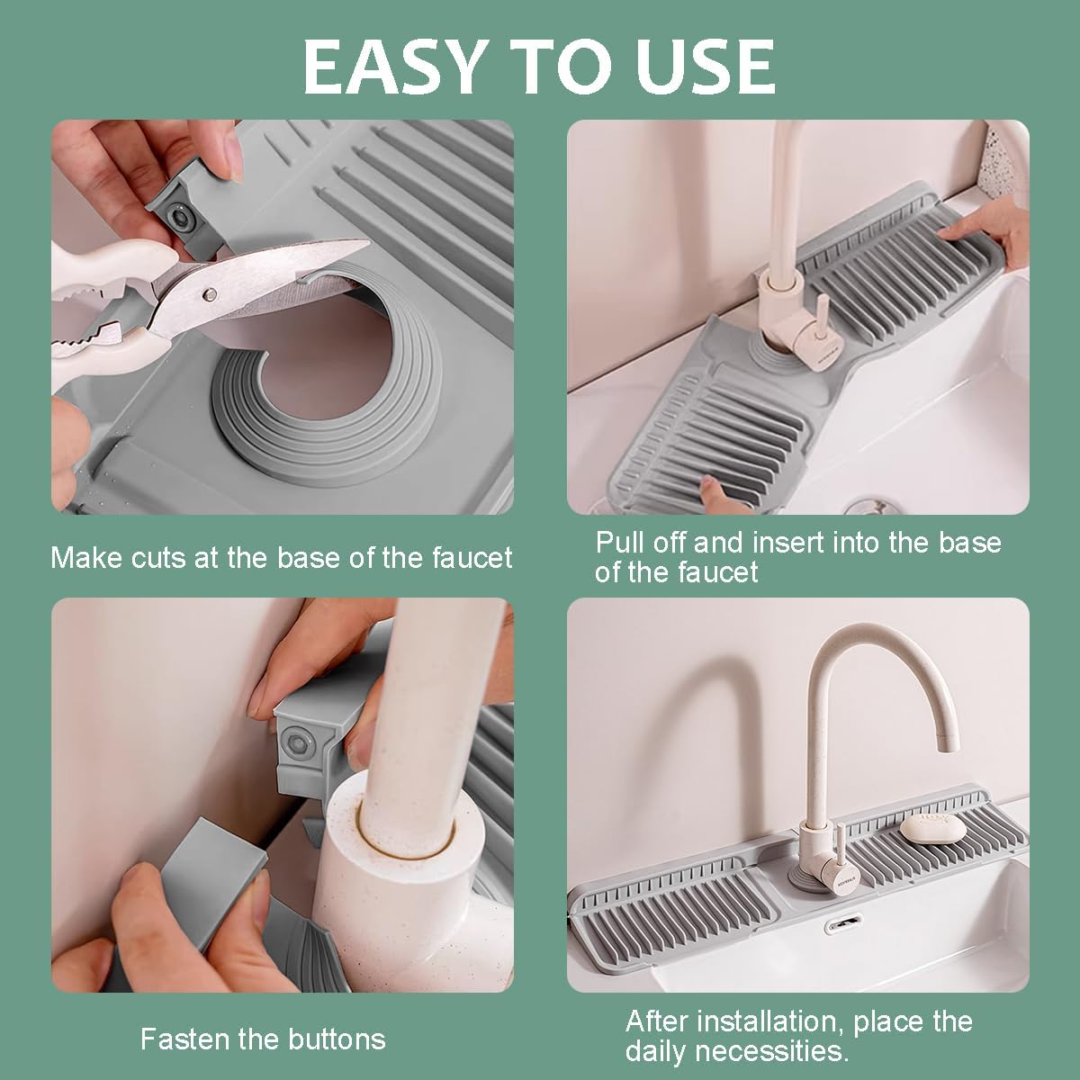 24 Inch Upgraded Draining Mat Folding faucet Mat for Bathroom Sink Splash Guard 7° Slope with Button Lock Water Draining Pad for Kitchen Bathroom Bar(Pink)