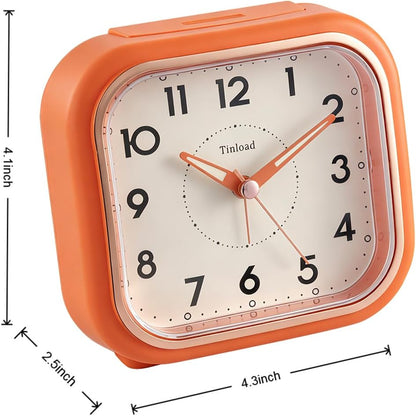 Tinload 4.3" Vintage Retro Analog Alarm Clock, Super Silent Non Ticking Clock with Manual Light, Snooze, Battery Operated, Simply Design, for Living Room, Bedroom, Bedside, Desk(Blue-V2)