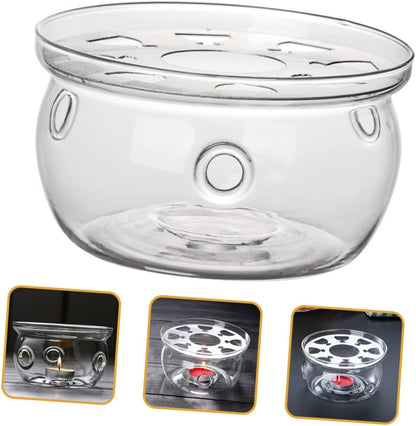 Glass Teapot Warmer Base High Borosilicate Glass Candle Holder for Tea Ceremony Accessories Elegant Heating Stand for Home Office and Tea Lovers Smooth Surface Design