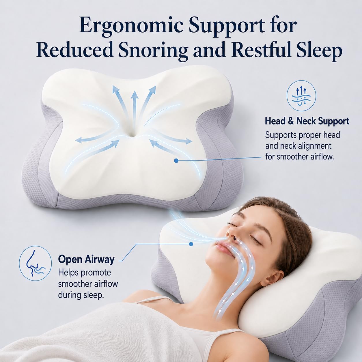 Pain Relief Cervical Neck Pillow for Sleeping, Ergonomic Pillow Cozy Sleeping, Odorless Memory Foam Pillow for Side Back Stomach Sleepers