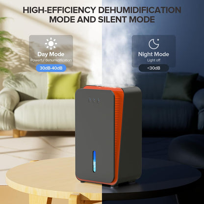 1000 sq.ft Dehumidifier for Home, Dehumidifiers for Basement, Bathroom, Bedroom with Auto Shut Off and Drain Hose, Built-in Aromatherapy Diffuser, 7 Colors LED Light, Quiet Sleep Mode(CS08-Cream)