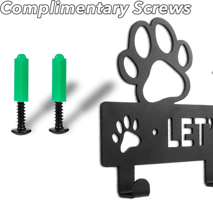 Iron Dog Leash Holder for Wall with 5-Hooks, Doorway Dog Hooks, Dog Accessory Holder