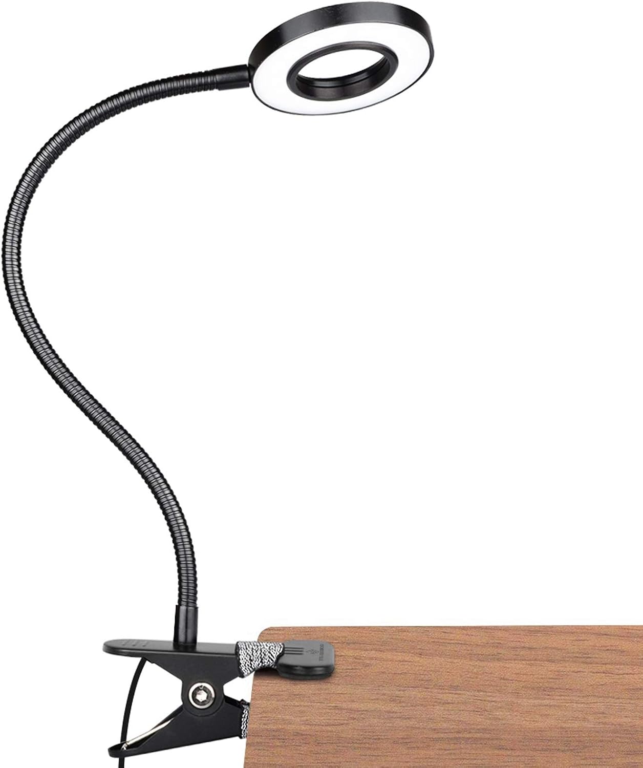 Glorious-LITE Clip on Light 36 LED Eye Caring Reading Light for Bed Silver | 360° Flexible Gooseneck, With 4 Color Modes, Dimmable Book Light for Bed, Desk, Headboard, USB Powered, With 59inch USB Wires