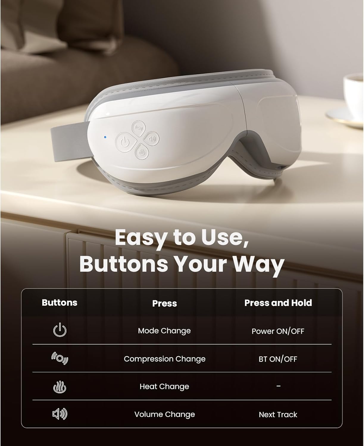 BOB AND BRAD Eye Massager with Heat FSA Eligible HSA, Birthday Gifts for Women Men Mom, Heated Eye Mask for Migraines with Music, Smart Migraine Massager for Dry Eyes Relief & Improve Sleep