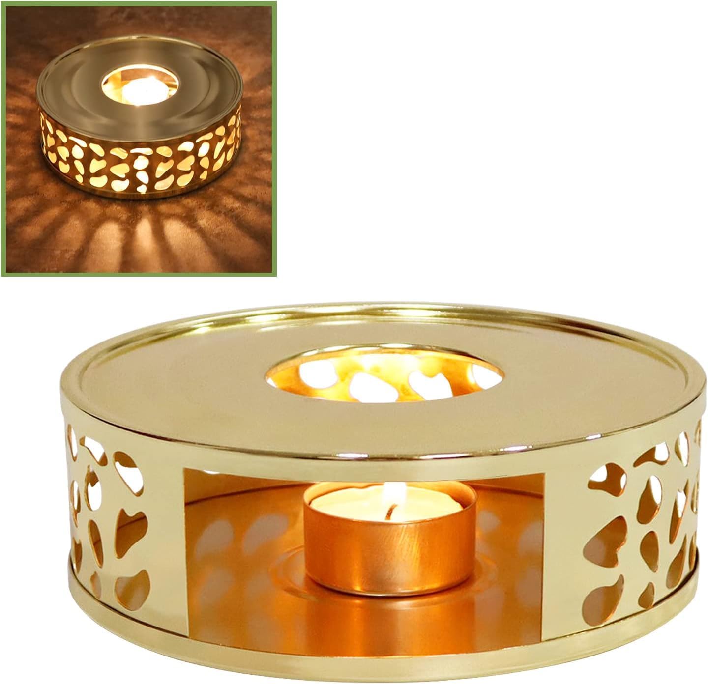 Teapot Warmer, Stainless Steel Tea Warmer with Candle Holder, Candle Heater for Heating Tea, Coffee and Milk, Universal Teapot Heater
