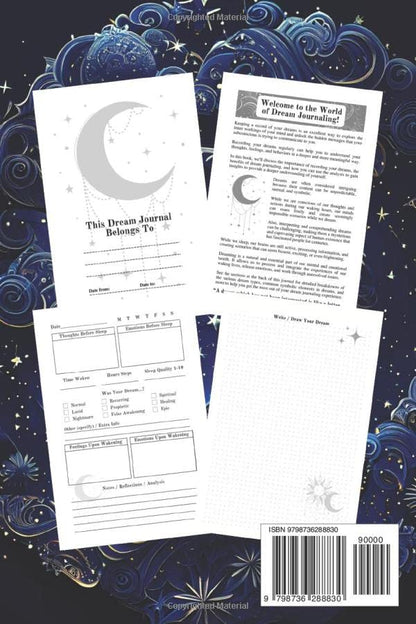 Dream Journal Notebook: Diary with Guided Prompts to Record and Track Your Dreams, Interpretations and Thoughts before Sleeping. Ideal Gift for Women, Girls, Men – Moon and Stars Theme