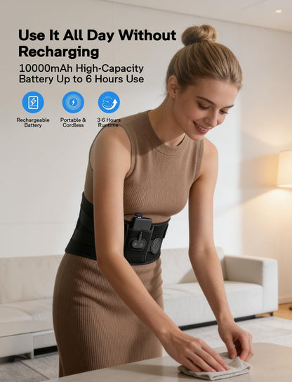 Cordless Heating Pad with Massager for Back Pain Relief, Gift for Women Men Mother Father, 47-60" Portable Lower Back Massager, Wearable Wireless Heating Pad for Cramps with 3 Heat&Timer, 5 Vibration