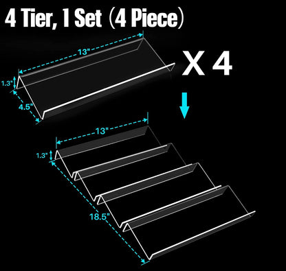 Antimbee Spice Drawer Organizer, 4 Tier- 8 Pack Kitchen Spice Rack Tray for Drawer, Expandable From 13" to 26" Acrylic Seasoning Organizer Rack Holds up 56 Spice Jars (Jars not Include)